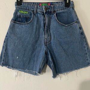 Empyre High Waisted Blue Jean Shorts with Green Accents